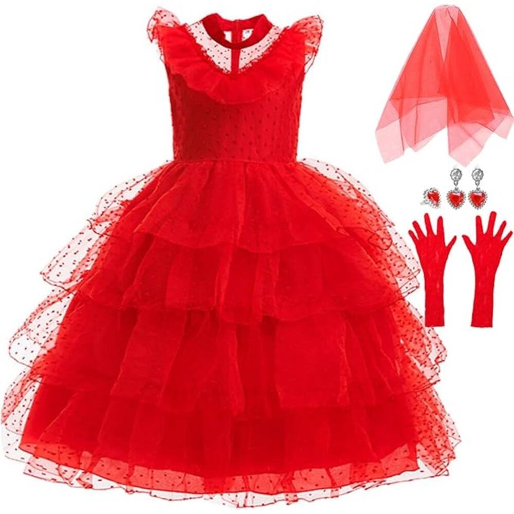 New Girls 2-3 T Red Princess Bride Costume Dress and Accessories